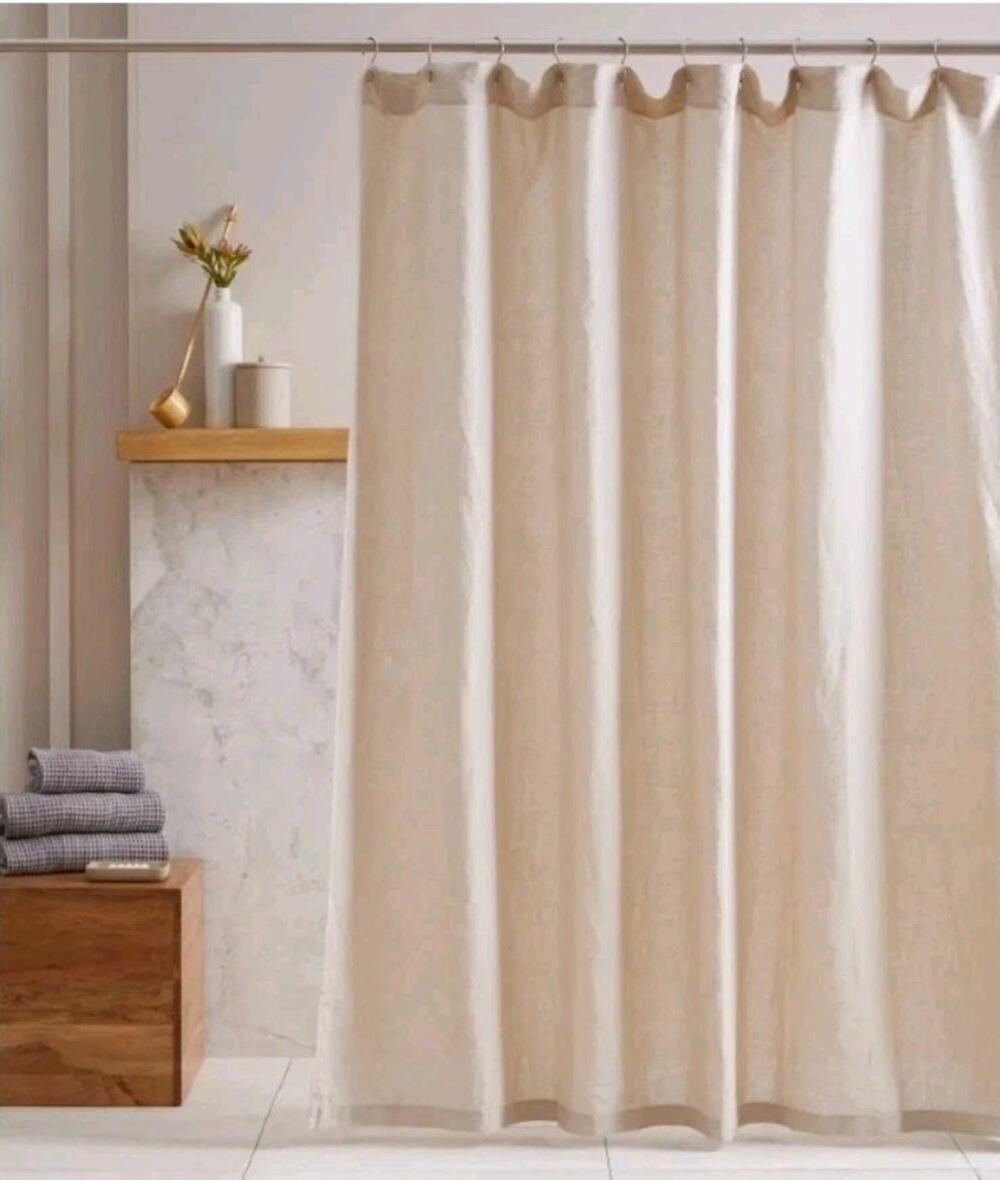Quince European Linen Shower Curtain 72x72 IVORY OEKO-TEX 100% Linen $52 New!